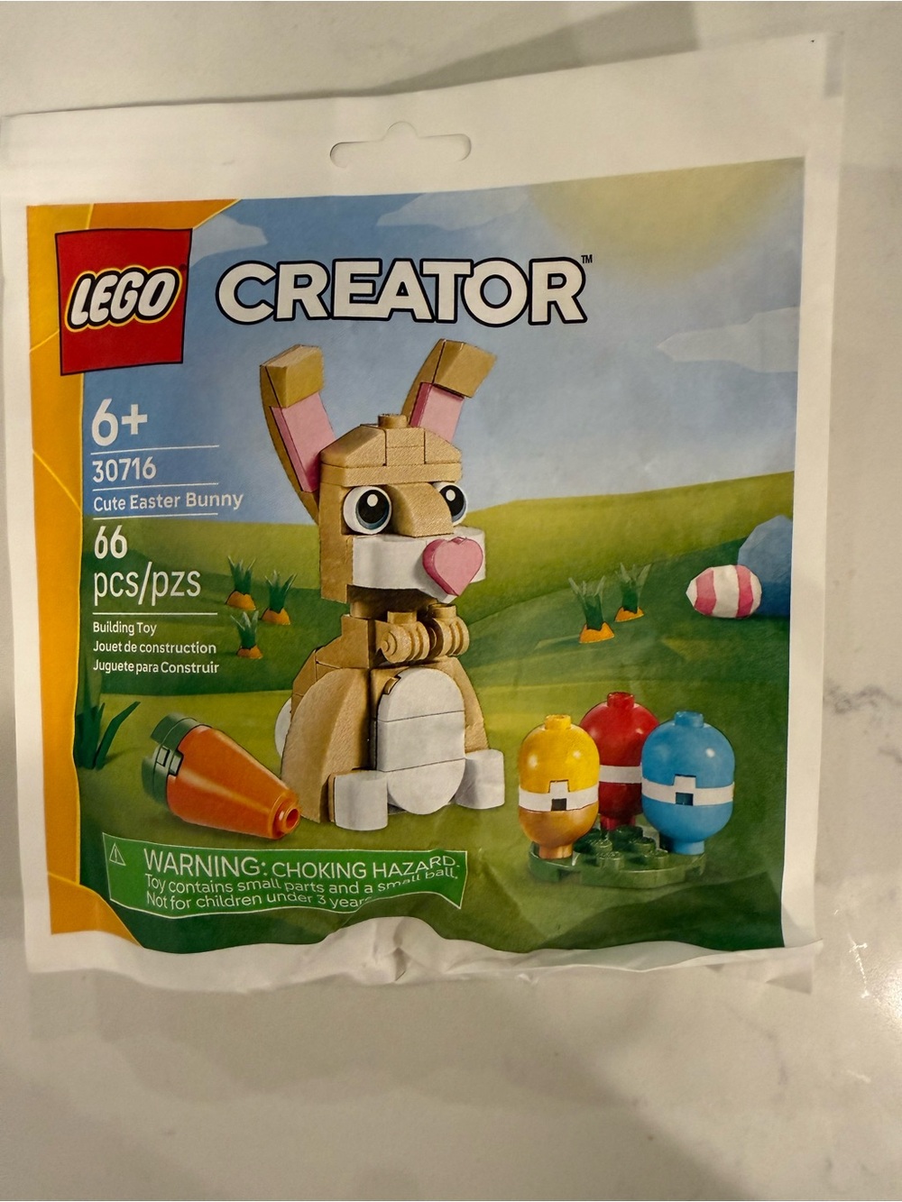 Lego Creator Cute Easter Bunny - Tan, White, Pink, Yellow, Blue, Red - NEW
